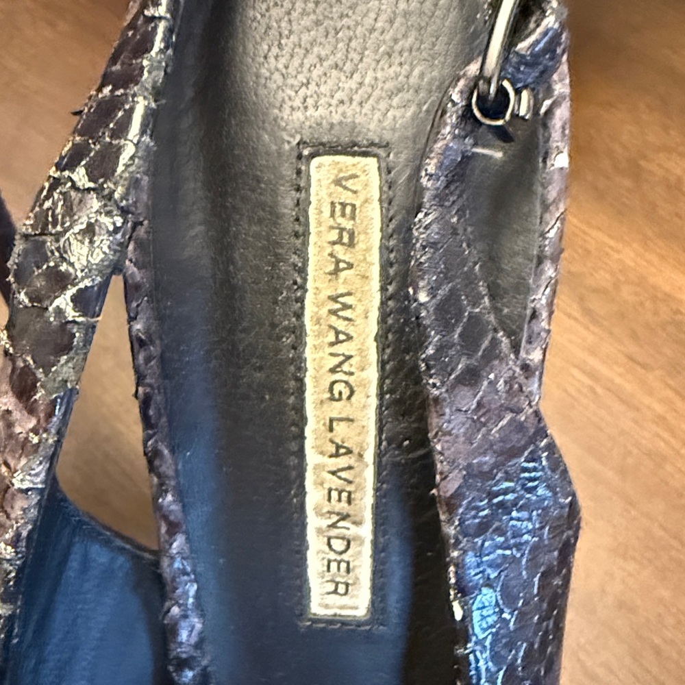 Vera Wang Lavender Snakeskin Platform Heels
5” slightly over heel - Picture 4 of 6